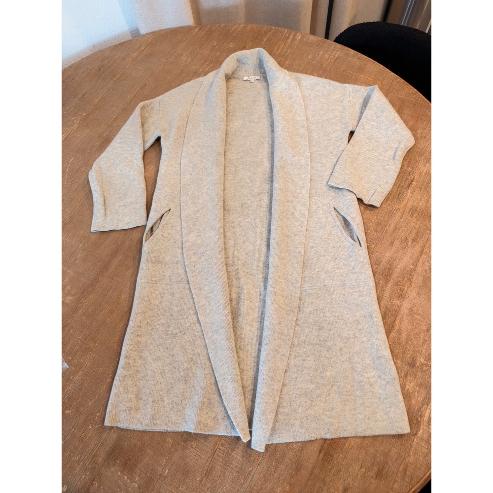 Madewell Heather Oatmeal 100% Merino Wool Shawl Duster Cardigan XS Quiet Luxury